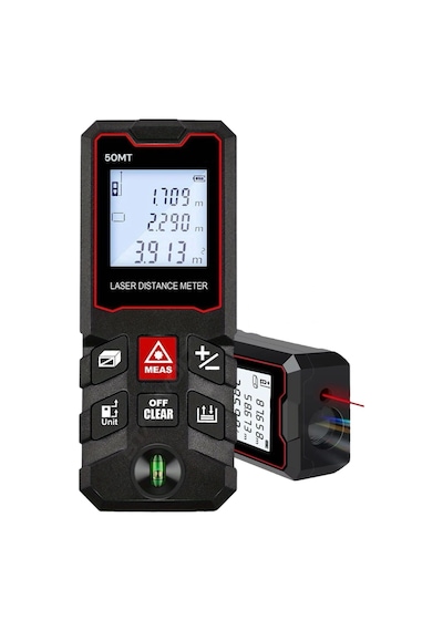 50 Metre Yüksek Hassasiyet Lazer Metre Ölçer Lcd Dijital Ekran Su Terazili Lazermetre