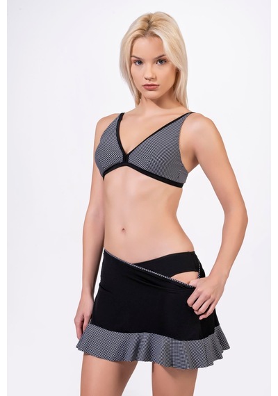Endeep Kadın Puantiye Desenli Toparlayıcı Siyah Etekli Bikini Takımı