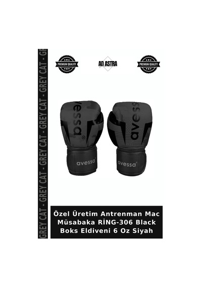Özel Üretim Antrenman Mac Müsabaka Ring-306 Black Boks Eldiveni 6 Oz Siyah