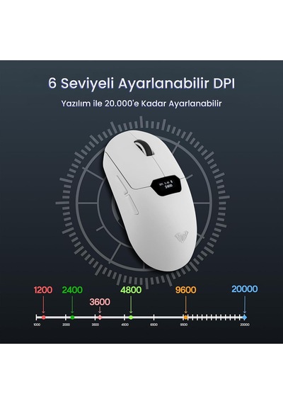 Sc390 Paw3311 Sensör 20000 Dpı 1000hz Kablolu Ve Kablosuz Gaming Oyuncu Mouse Beyaz