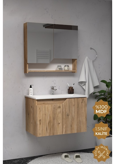 Teta Home Napoli 65 Cm Mdf Banyo Dolabı Seti Atlantik Çam Atlantik Çam