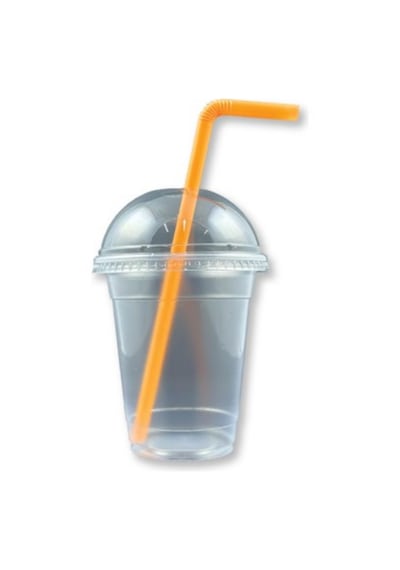 Plastik Milkshake Bardağı 100'lü Kapaklı Şeffaf Meşrubat Bardağı