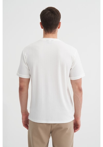 Cazador Bisiklet Yaka Dokulu Erkek T-shirt 42530 Beyaz Beyaz