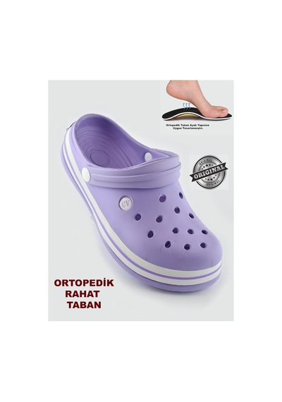 Papatay 15090 Cv Crosss Tarzı Unisex Terlik Hemşire Doktor Terliği Mor