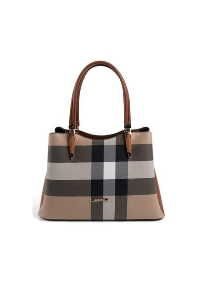 Silver Polo Sp1205 Kadın El Çantası Ekose Bej-taba