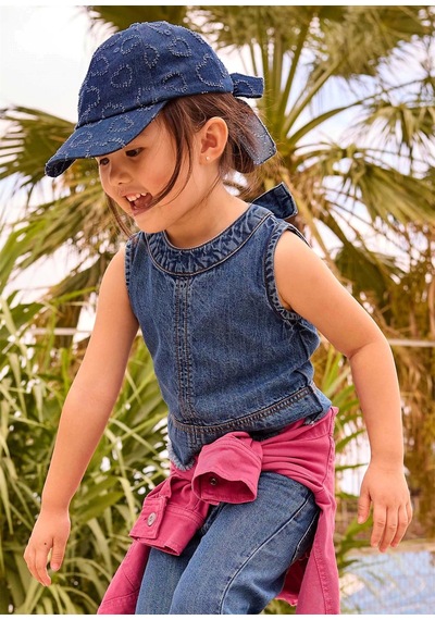 Mayoral Kız Çocuk Denim Kolsuz Bluz Koyu Mavi 3030