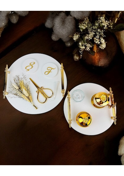 Commitment Gold Polyester Nişan Tepsisi Gold Gold