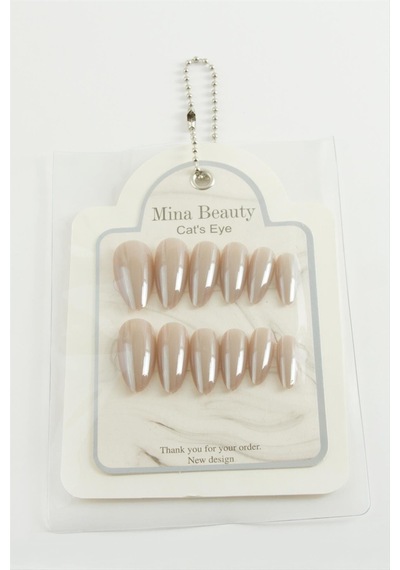 Techmrt Mina Beauty Kedi Gözü Takma Tırnak-bej