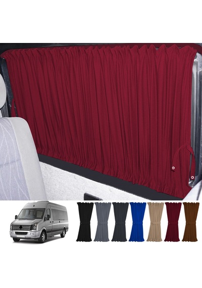 Pandami Volkswagen Crafter 1.nesil Orta Şase 2006-2016 Uyumlu Bordo Raylı Oto Perde Takımı