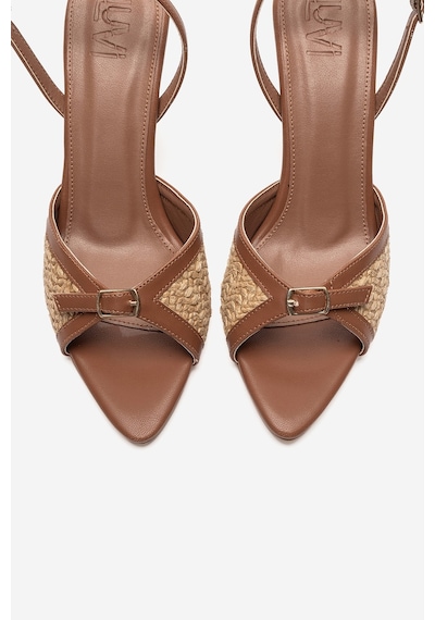 Luvi Shoes Ulea Taba Hasır Kadın İnce Topuklu Ayakkabı