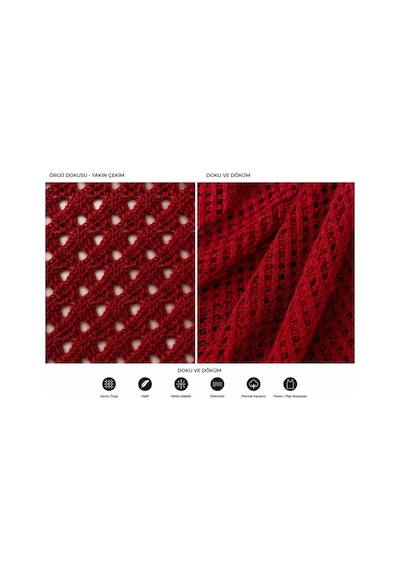 Kadın File Örgü Bandana Yazlık Delikli Triko Saç Bandanası Plaj Uyumlu Kırmızı - 884541019 Kırmızı