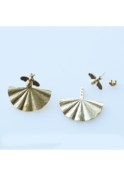 Mini Arı Gold Kaplama Gümüş Küpe Gümüş