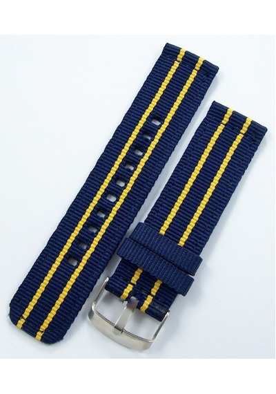 Kumaş Perlon Sarı Lacivert 20Mm Spor Saat Kordonu Kayışı Nato Fb