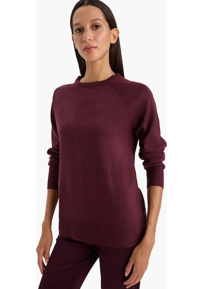Defacto Relax Fit Bisiklet Yaka Kazak I6913az25wnbr467 Bordo