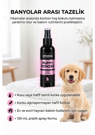 Animology Puppy Powder Fragrance Mist Kedi Köpek Parfümü 150 Ml - Bebek Pudrası Kokulu Vegan