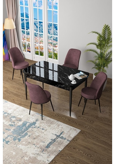 Canisa Concept Zen Serisi 80x132 Mdf Açılabilir Siyah Mermer Desen Masa Takımı Ve 4 Gül Kurusu Sandalye Masa Siyah Sandalyeler Gülkurusu Canisa Concept Zen Serisi 80x132 Mdf Açılabilir Siyah Mermer Desen Masa Takımı Ve 4 Gül Kurusu Sandalye Masa Siyah Sandalyeler Gülkurusu