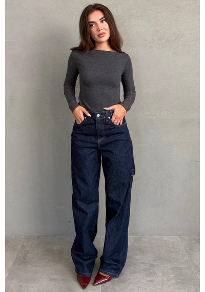 Koyu Lacivert Kargo Kemer Detaylı Baggy Kadın Jean Mg2874 Koyu Lacivert Kargo Kemer Detaylı Baggy Kadın Jean Mg2874