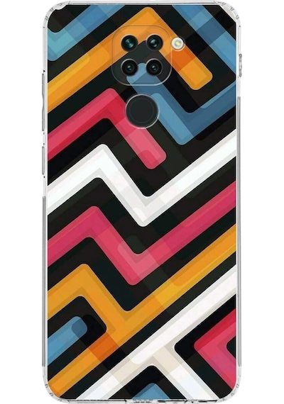 Xiaomi Redmi Note 9 Kamera Korumalı Kapak Labirent Grafiti Tasarımlı Şeffaf Kılıf Şeffaf