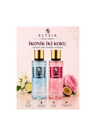 Elysıa Aqua Kiss & Bomshell Vücut Spreyi Seti 2x250 Ml 500 Ml Çiçeksi Meyvemsi Kadın Parfüm Mist