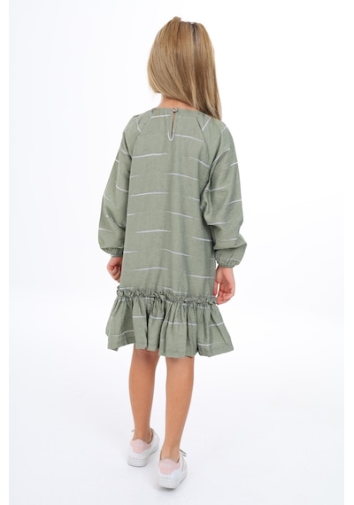Toontoy Kız Çocuk Reglan Kol Fırfır Büzgülü Elbise Yeşil Toontoy Kız Çocuk Reglan Kol Fırfır Büzgülü Elbise Yeşil