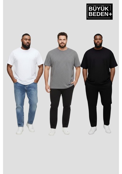 Superlife Büyük Beden Erkek Basic 3xl-6xl Bisiklet Yaka 3'lü Tişört Seti Spr26bts510+3 Beyaz - Gri Superlife Büyük Beden Erkek Basic 3xl-6xl Bisiklet Yaka 3'lü Tişört Seti Spr26bts510+3 Beyaz - Gri