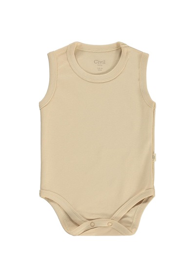 Civil Baby Düz Renkli 3-36 Ay Çıtçıtlı Badi - Bej