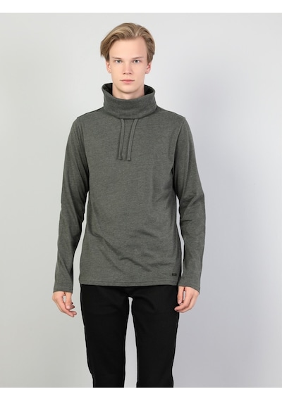 Colin's Regular Fit Yarim Balikci Erkek Haki Uzun Kol Tişört CL1036982_q1.v1_KML Haki