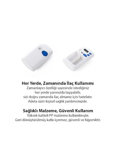 Elektronik Akıllı Zamanlayıcılı Taşınabilir Kutusu 2 Bölmeli Bpa İçermez 9x5,5x2 Cm Mh-hs3630-1580