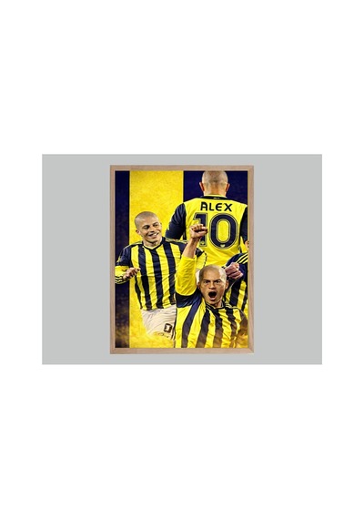 Alex De Souza Sarı Lacivert Doğal Ahşap Çerçeveli Tablo Çok Renkli - 867706931 Çok Renkli