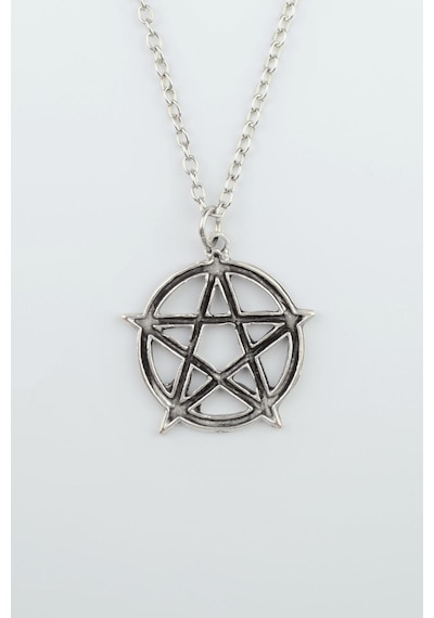 Pentagram Yıldızı Düz Zincir Kolye Gümüş