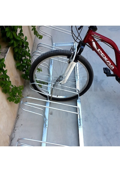 Bisiklet Park Yeri Altılı Galvaniz 40x210 Cm, Bisiklet Park Demiri-1118 Gümüş