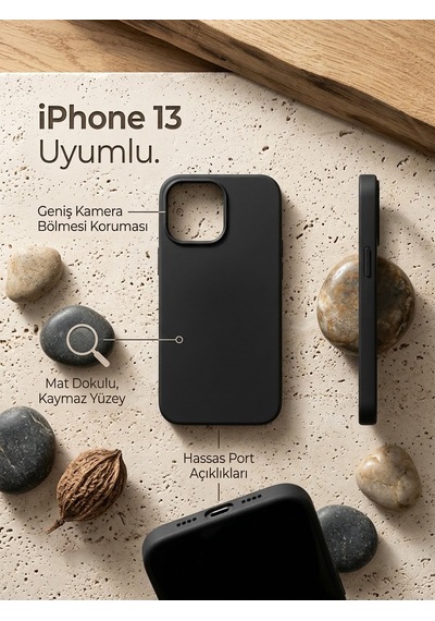 Iphone 13 Uyumlu Silikon Esnek Premıum Lansman Kılıf Siyah