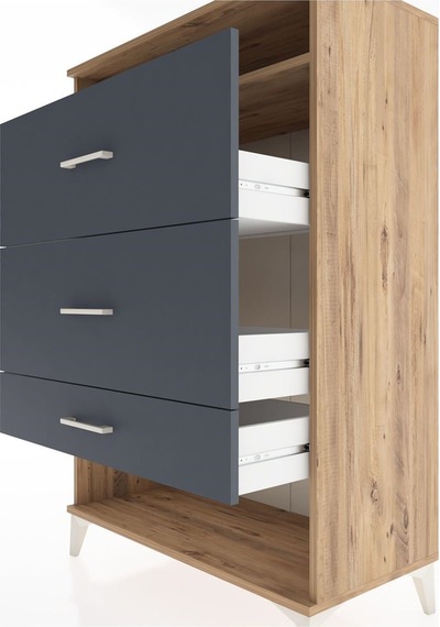Hyperion Dolap Tek Raflı 3 Çekmeceli 88x44x134 Çam-antrasit Atlas Çam