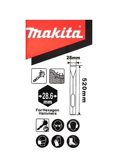 Makita D-61575 28.6 MM Altıgen Şaftlı Yassı Keski 520 MM