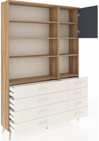 Arges Dolap 8 Raflı 8 Çekmeceli Tek Kapaklı 132x30x195 Çam-antrasit/aytaşı Antrasıt/aytası Arges Dolap 8 Raflı 8 Çekmeceli Tek Kapaklı 132x30x195 Çam-antrasit/aytaşı Antrasıt/aytası