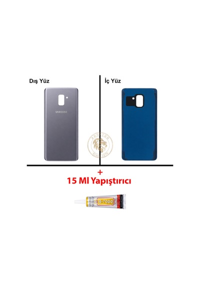 Samsung Galaxy A8 Plus 2018 A730 Orkide Gri Renk Arka Kapak + B7000 Yapıştırıcı Arka Cam Batarya Kapağı Pil Kapağı Lazer Kesim Back Cover Galaxy A8 Plus Uyumlu Orkide Grisi