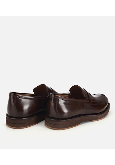 Hotiç Erkek Açma Deri Kahverengi Kalın Tabanlı Klasik Loafer