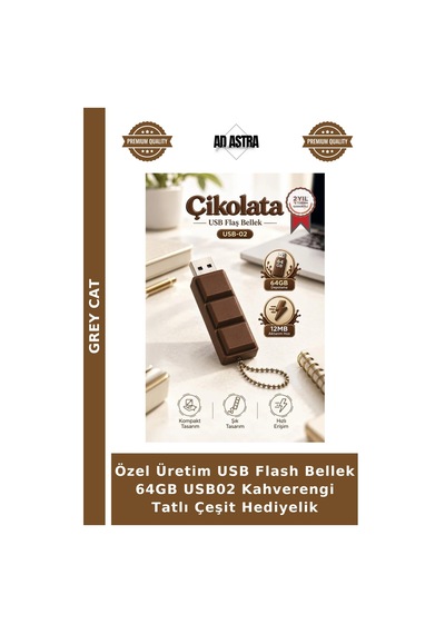 Özel Üretim Usb Flash Bellek 64gb Usb02 Kahverengi Tatlı Çeşit Hediyelik