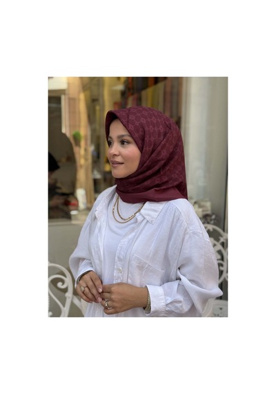 Aker Elegance Monogram Eşarp Bordo - 942 Bordo - 942