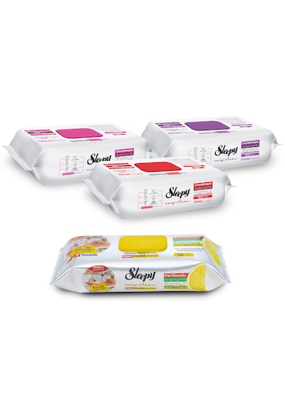 Sleepy Easy Clean Çiçek Serisi&Limon Yağlı Süper Mutfak Yüzey Temizlik Havlusu&Mendili(3x100+50)