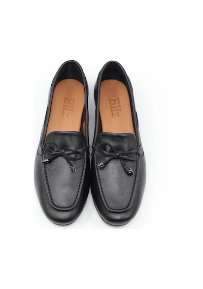 Nesilshoes Eliz 25216 Siyah Hakiki Soft Deri Fiyonklu Kadın Ayakkabı