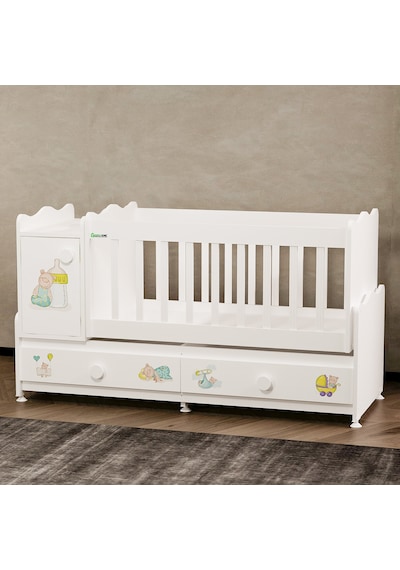Garaj Home Pırlanta Ayıcık Uzayan Dolaplı Beşik Beyaz