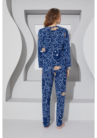 Siyah İnci Alt-üst Polar Pijama Takım 24223073 Lacivert