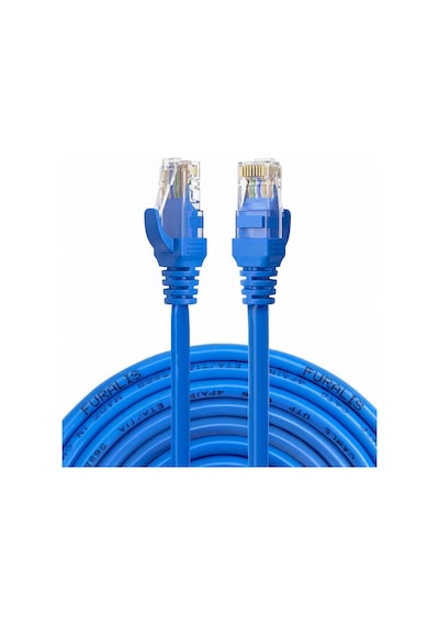 Cat6 Ethernet Kablosu 20 Metre - 1000 Mbps E Kadar Veri Aktarımı - Fabrikasyon Rj45 Konnektörlü - Mavi
