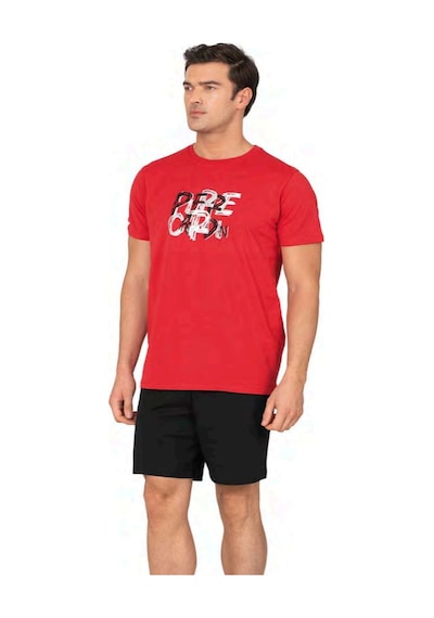 Pierre Cardin 6136 Erkek Kısa Kollu Bisiklet Yaka Şortlu Pijama Takımı-kırmızı