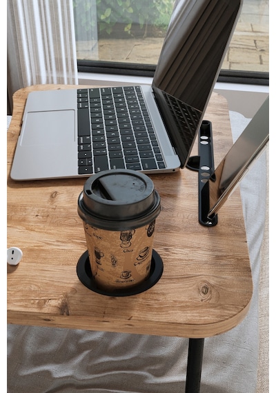 Bofigo Portatif Katlanır Laptop Sehpası Telefon Tutuculu Çam