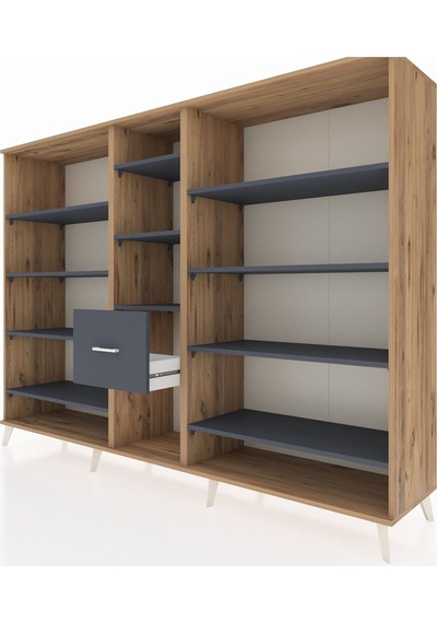 Hyperion Dolap 11 Raflı 3 Çekmeceli 220x44x163 Çam-antrasit Çam-antrasit Hyperion Dolap 11 Raflı 3 Çekmeceli 220x44x163 Çam-antrasit Çam-antrasit