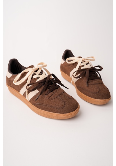 Muggo Taupe Çift Bağcıklı Günlük Kadın Sneaker Spor Ayakkabı Kahverengi