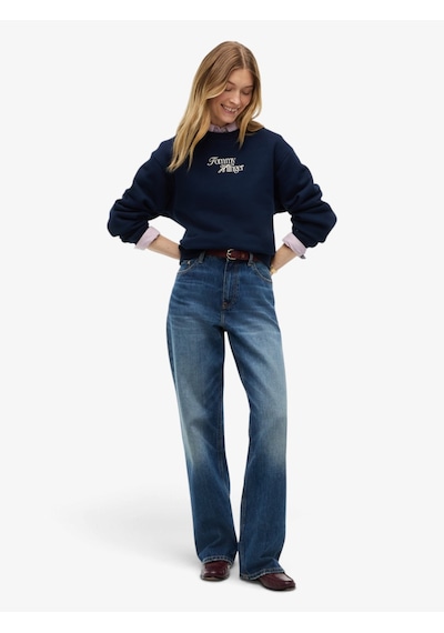 Tommy Hilfiger Scrıpt Regular C-nk Swt Kadın Mavi Sweatshirt - Ww0ww51598