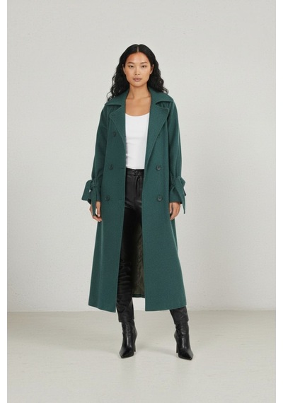 Durivya Oversize Kaşe Kaban Yeşil